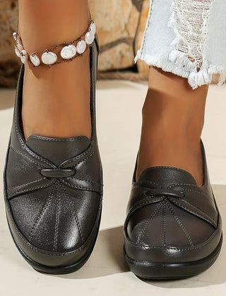 Jocasta Knot Detail Comfort Loafers in Gray