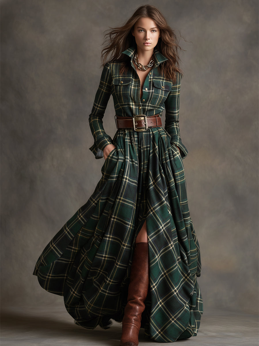 Fabia | Belted Check Shirt Dress