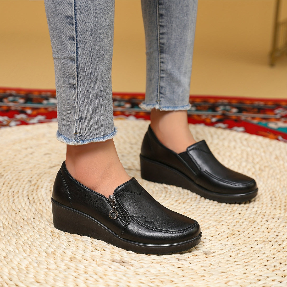 Briar Side-Zip Wedge Loafers