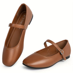 Katarina Classic Mary Jane Flats in Coffee