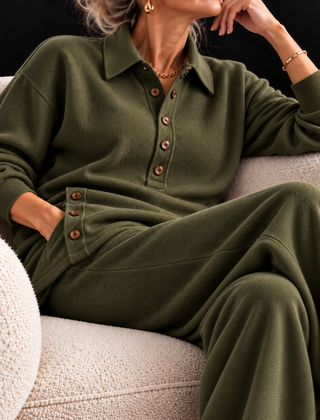 Tracy knit lounge set in Olive Green