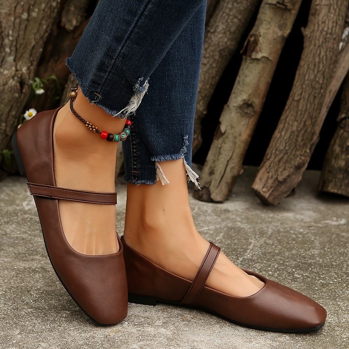 Mirabel Square-Toe Mary Jane Flats