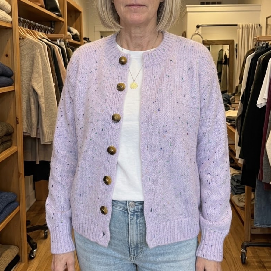 Janine | Lilac Speckled Knit Cardigan