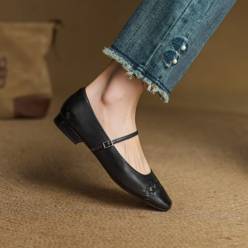 Thalia Square-Toe Mary Jane Flats