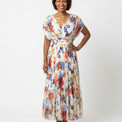 Maryse | Pleated Floral Midi Dress