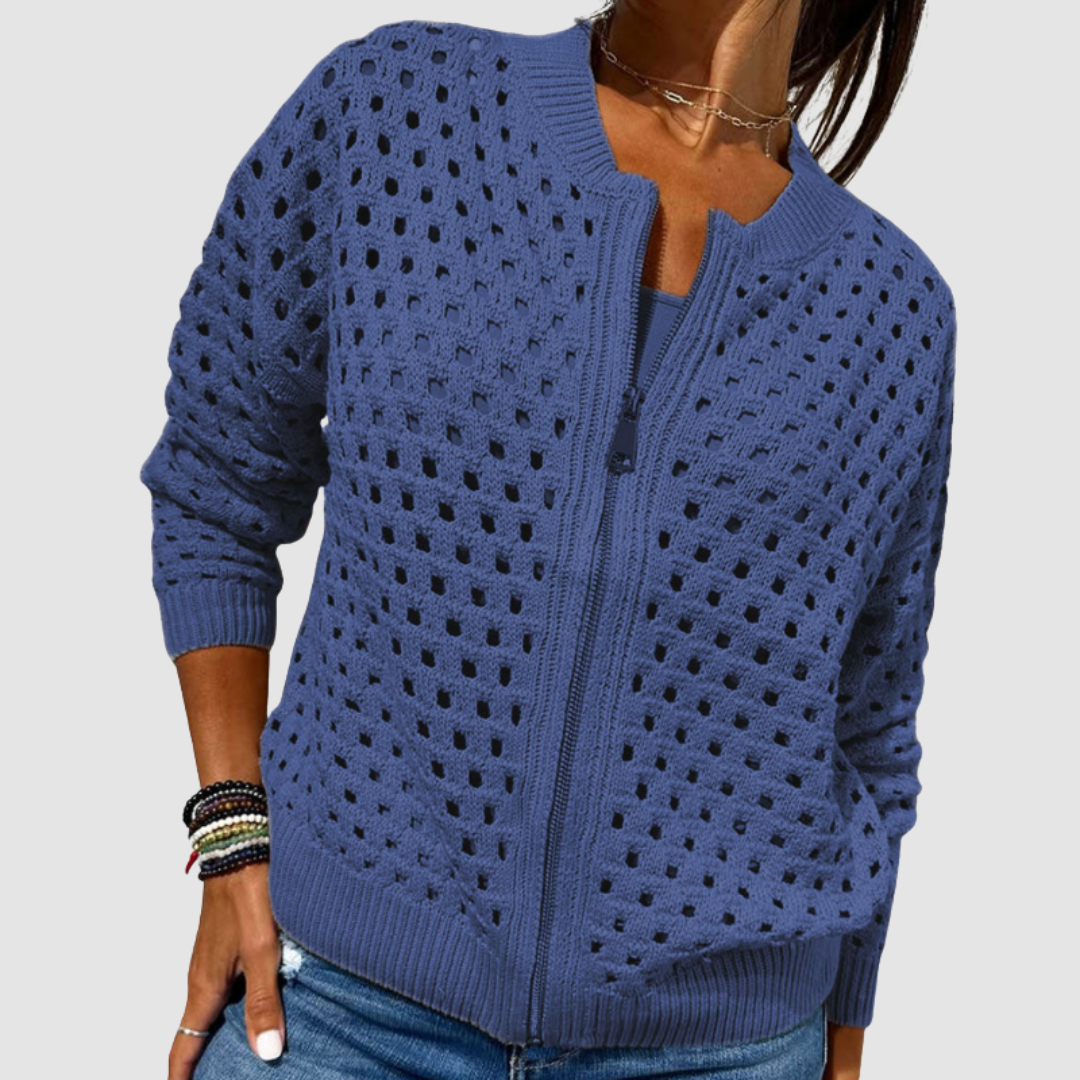 Phoebe | Zip Front Knit Cardigan