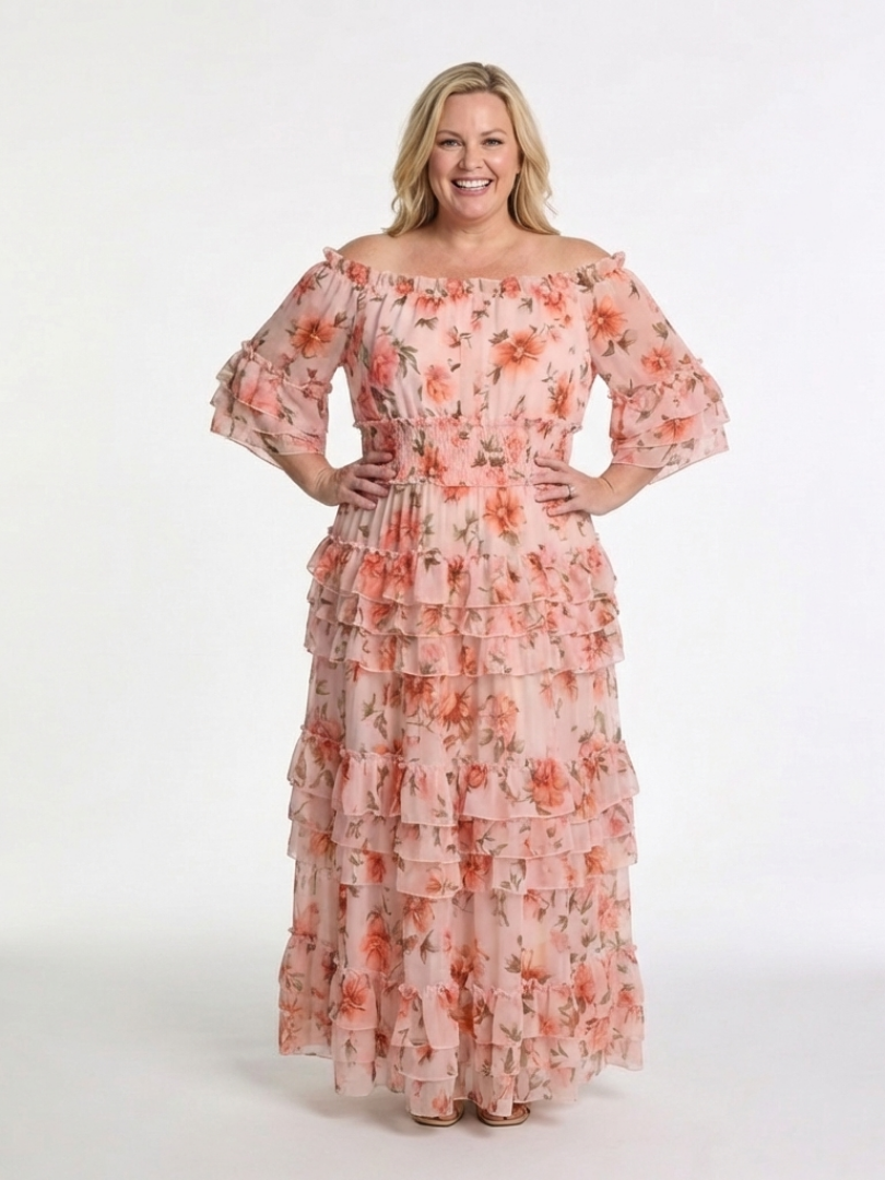 Malvina | Off-Shoulder Floral Ruffle Maxi Dress