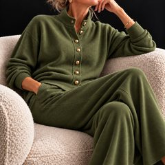 Nedra Cashmere Knit Lounge Set in Green