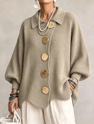 Hildy oversized cozy cardigan in Khaki