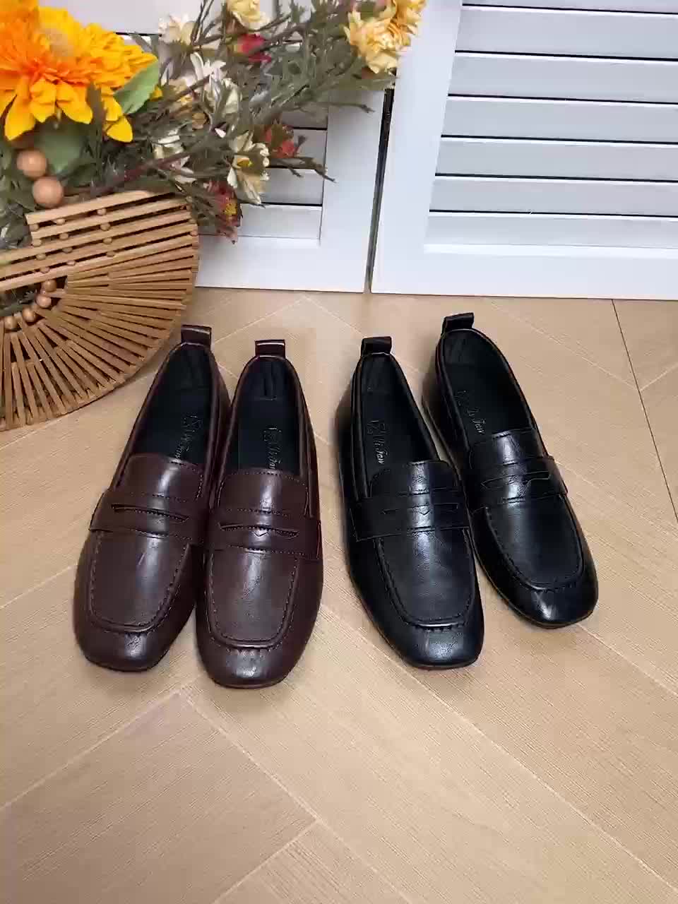 Roslyn Square-Toe Penny Loafers