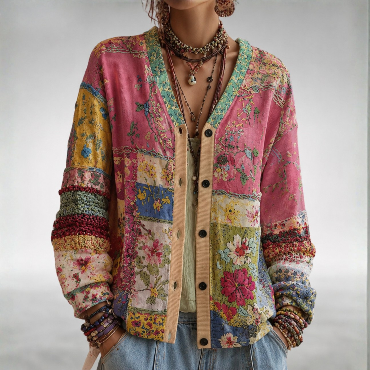 Savina Floral Patchwork Cardigan