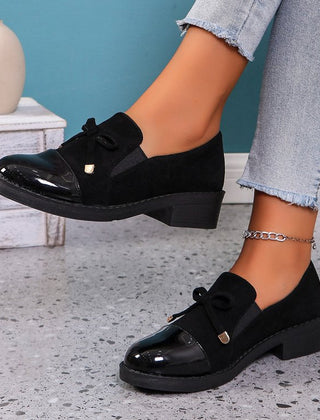 Colleen bow block-heel loafers in Black