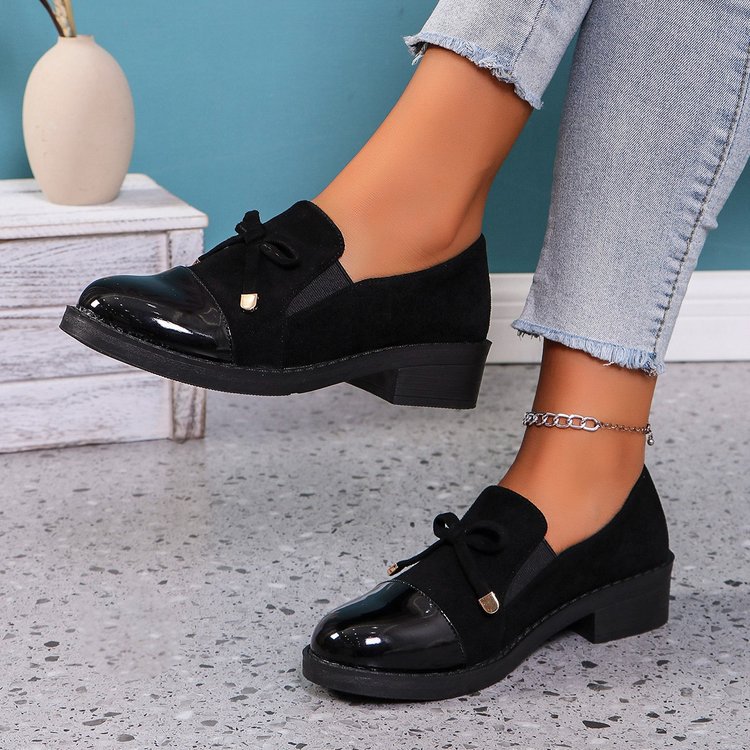 Colleen bow block-heel loafers in Black