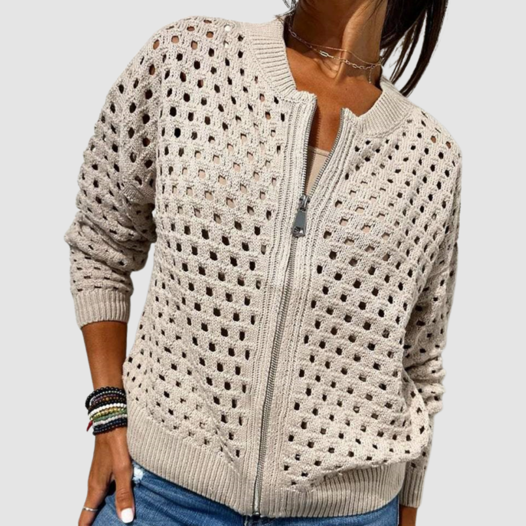 Phoebe | Zip Front Knit Cardigan