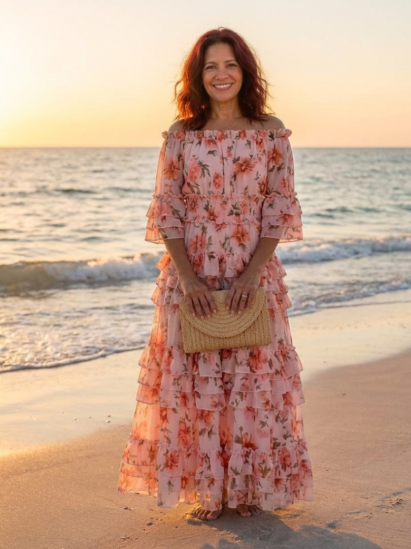 Malvina | Off-Shoulder Floral Ruffle Maxi Dress