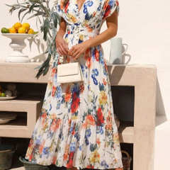 Maryse | Pleated Floral Midi Dress
