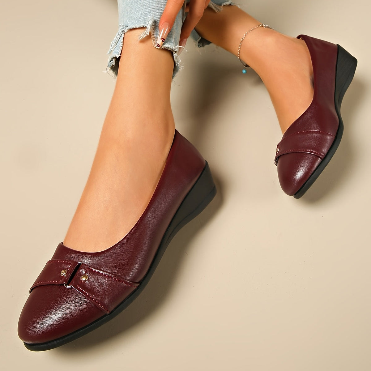 Hestia Buckle Detail Wedge Loafers