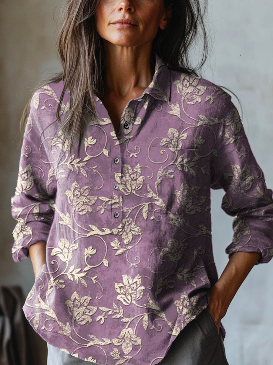 Irise | Purple Floral Embroidered Shirt