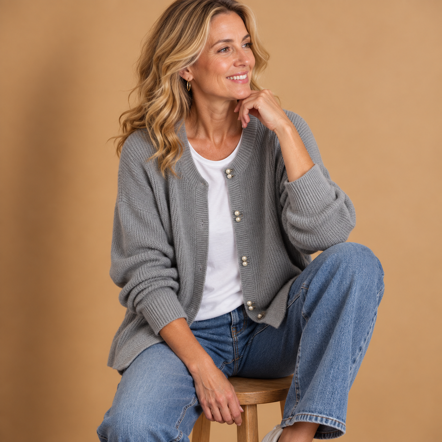 Elara | Pearl-Button Cardigan