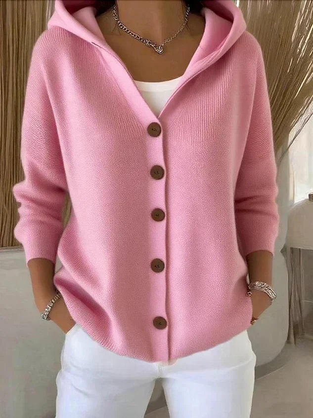 Zoé | Hooded Button-Up Knit Cardigan