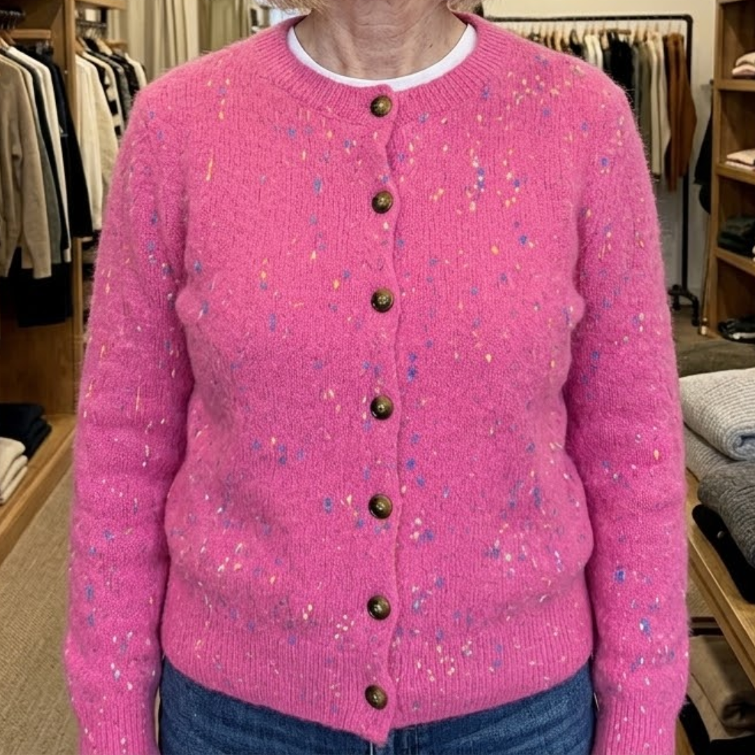 Maelle™ | Speckled Knit Cardigan Fuchsia