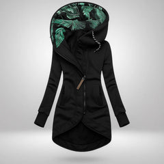 Mirella Long Hooded Quilted Winter Coat in Black