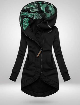 Mirella Long Hooded Quilted Winter Coat in Black
