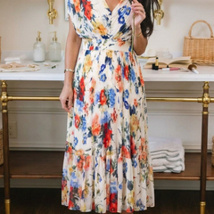Maryse | Pleated Floral Midi Dress