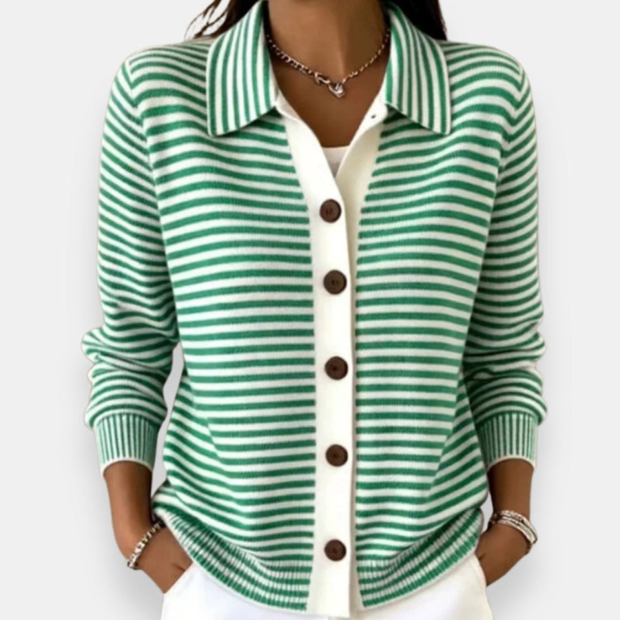 Lesley | Striped Button-Front Cardigan