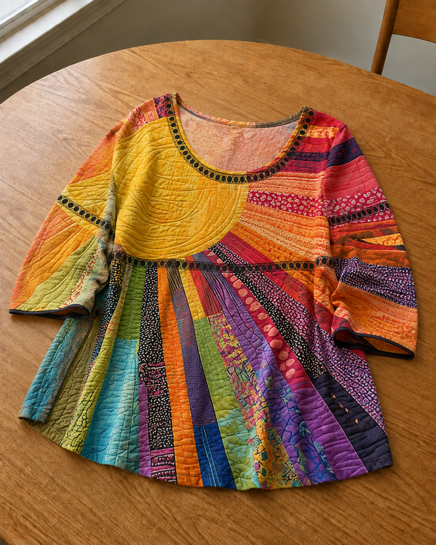 Mireille | Autumn Patchwork Knit Sweater