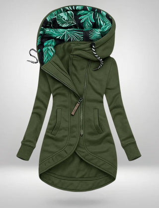 Mirella Long Hooded Quilted Winter Coat in Green