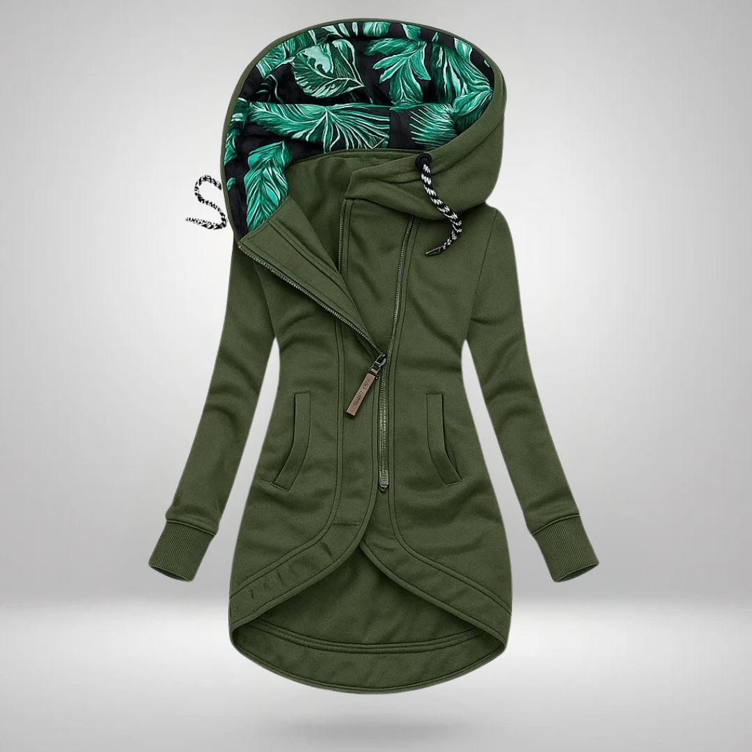 Mirella Long Hooded Quilted Winter Coat in Green