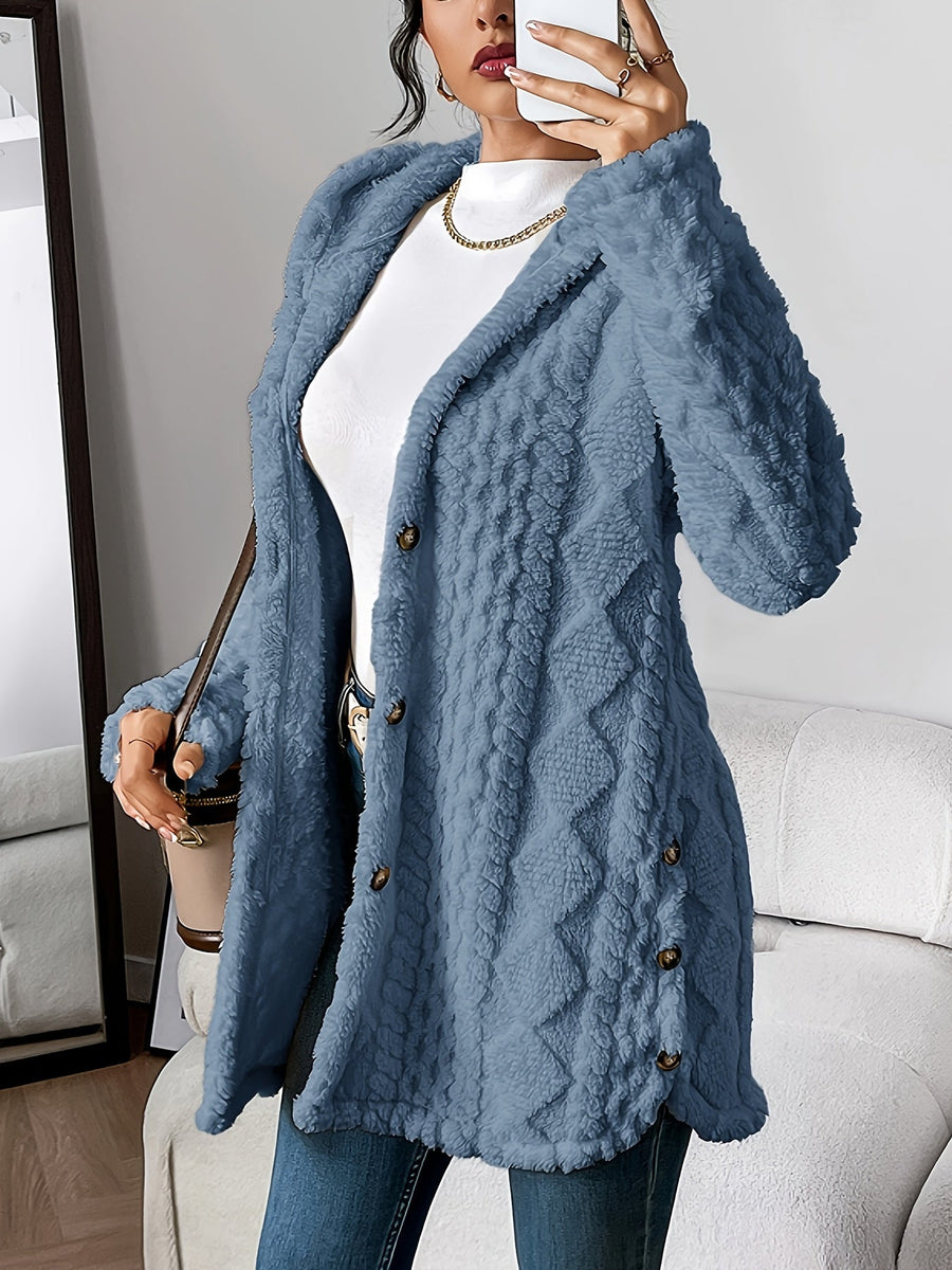 Soof | Hooded Cable-Knit Button Cardigan