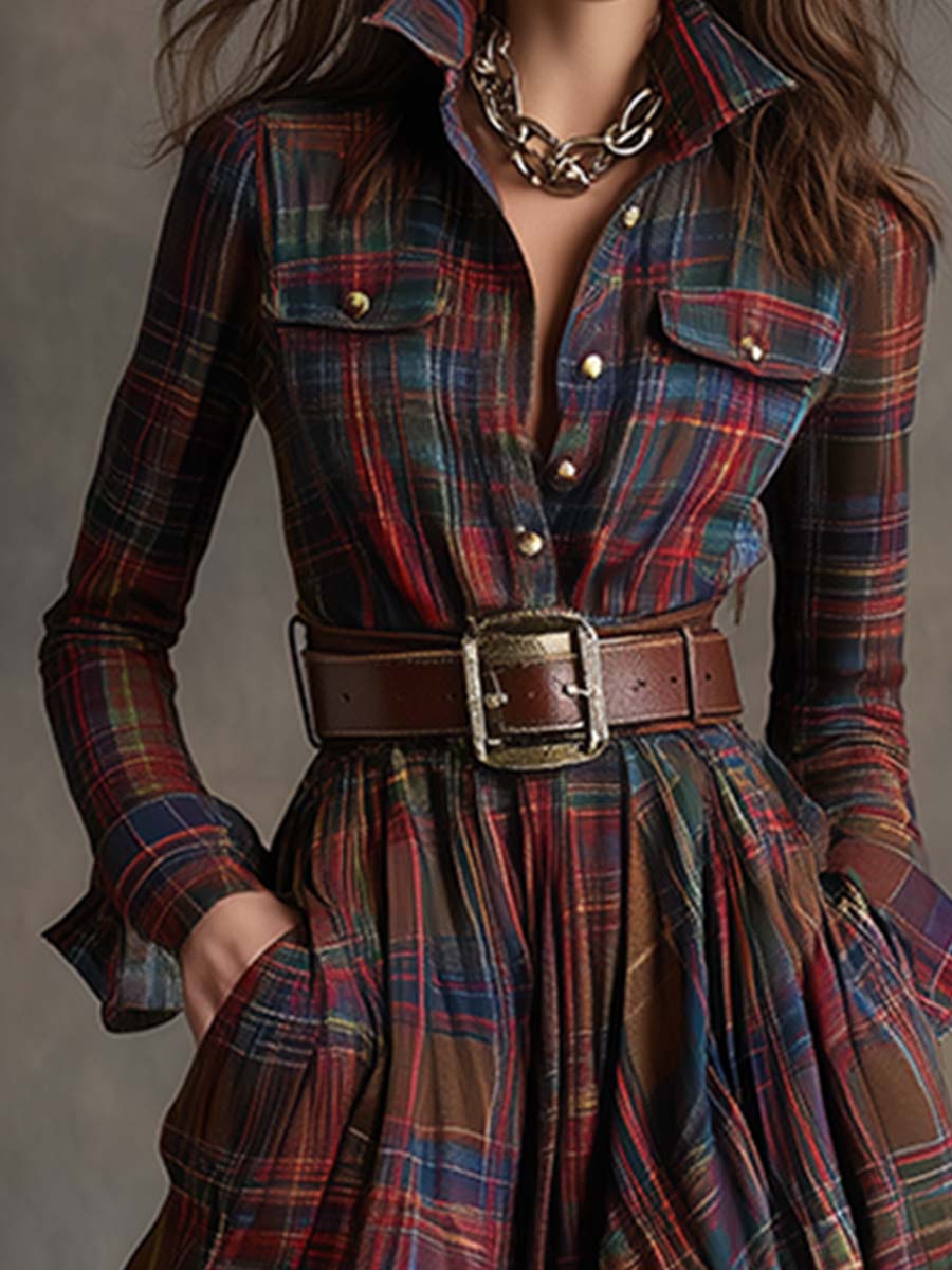 Fabia | Belted Check Shirt Dress