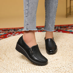 Briar Side-Zip Wedge Loafers in Black