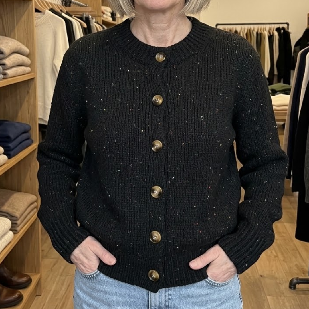 Maelle™ | Speckled Knit Cardigan Black