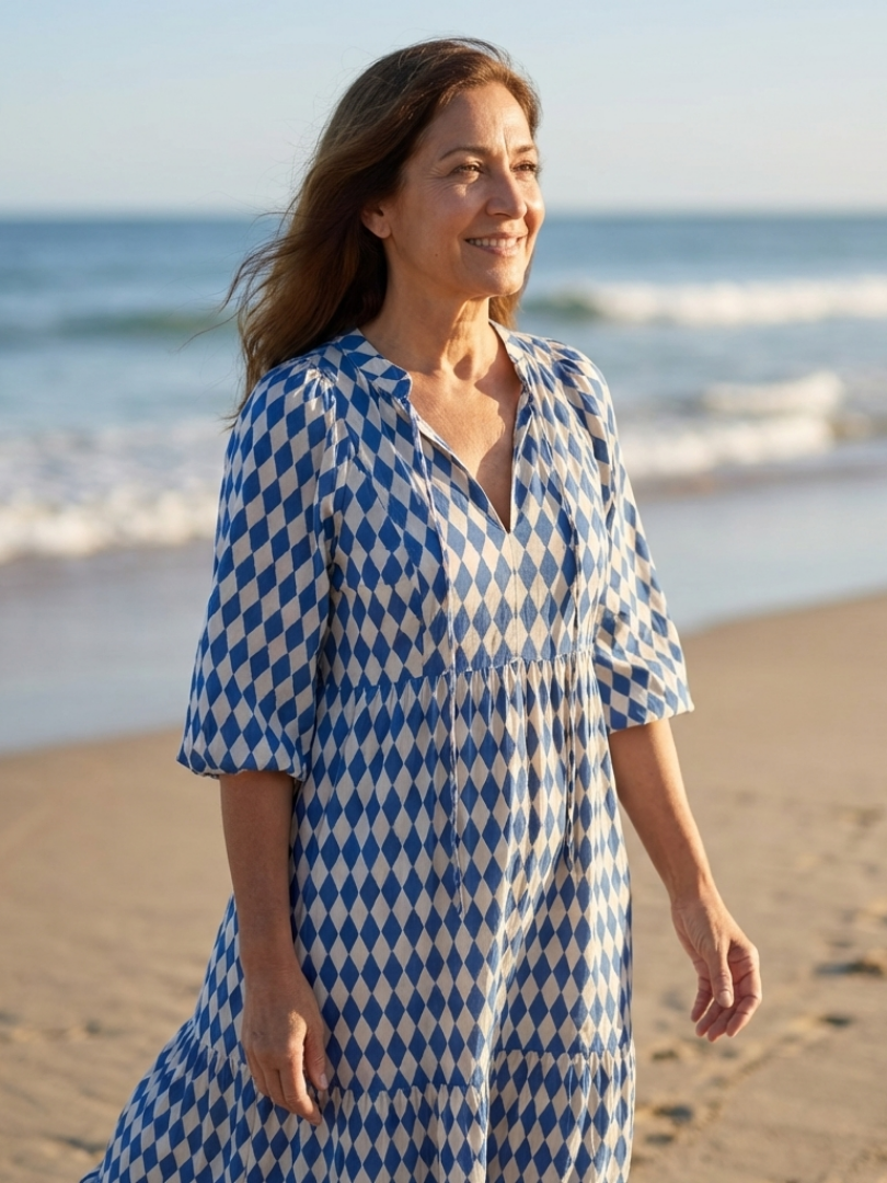 Mallory | Diamond Print Tiered Midi Dress