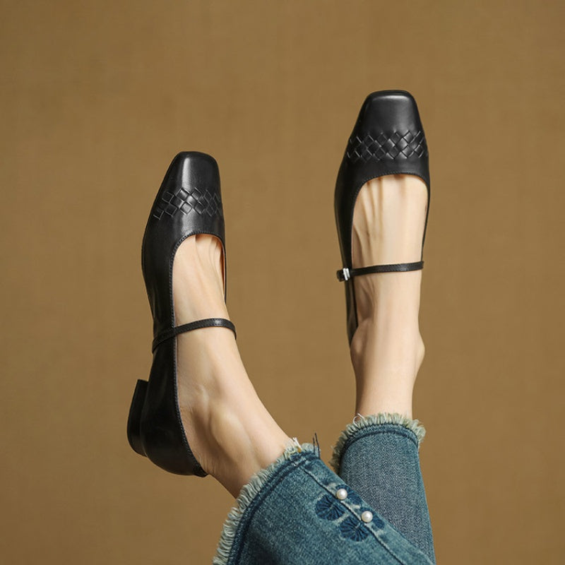 Thalia Square-Toe Mary Jane Flats