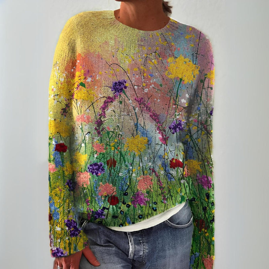Marta | Floral Jacquard Hoodie Sweater