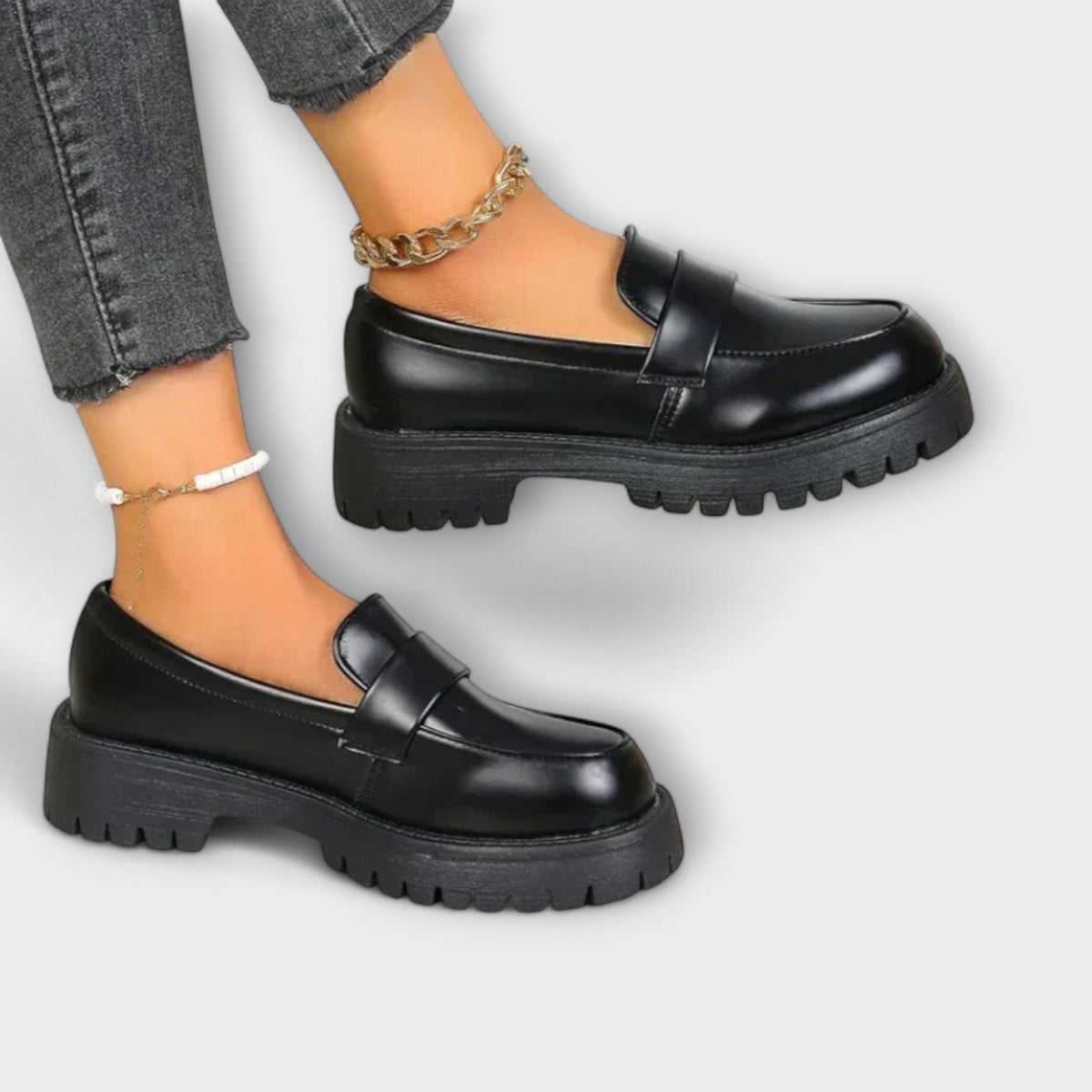 Minerva glossy platform penny loafers
