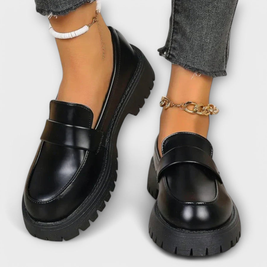 Minerva glossy platform penny loafers