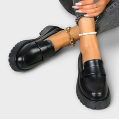 Minerva glossy platform penny loafers