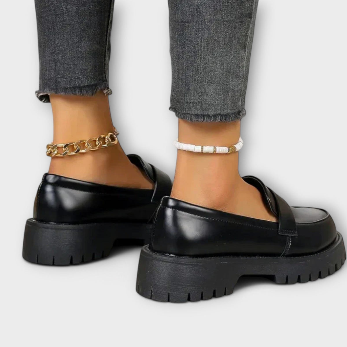 Minerva glossy platform penny loafers
