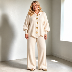 Tilda matching knit pants set in Beige