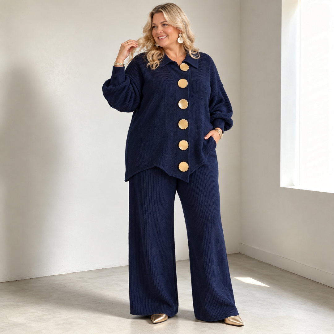Tilda matching knit pants set in Blue