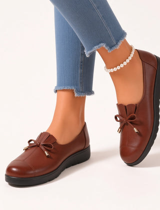 Frances bow-detail comfort loafers in Brown