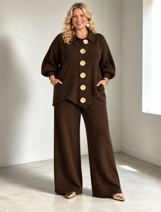 Tilda matching knit pants set in Brown
