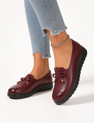 Frances bow-detail comfort loafers in Burgundy