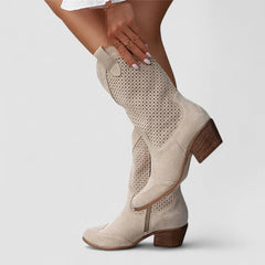 Marisol Orthopedic Western Boots in Beige