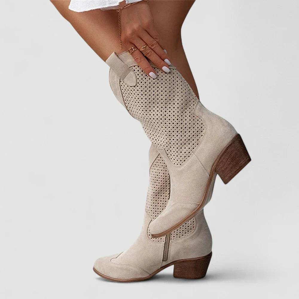 Marisol Orthopedic Western Boots in Beige